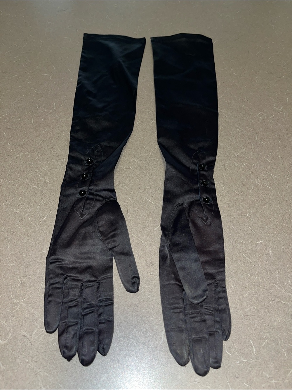 Black or dark blue Long Satin Gloves - 7 1/2